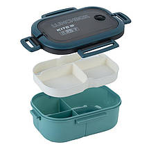 Ланчбокс Kite K23-184-2 з розділювачем 1200мл. зелений, фото 5