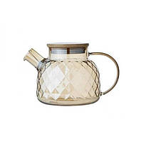 Заварочный чайник боросиликатное стекло, бамбук 1000 мл Ardesto Golden Moon AR3010GBH BS, код: 8325543