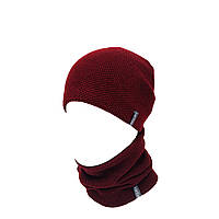 Комплект вязаная шапка со снудом на флисе КАНТА унисекс 50-60 бордо (OC-0377) IB, код: 6753286