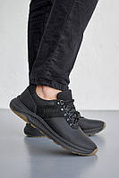 Мужские кроссовки кожаные весенне-осенние черные Yuves 245 (45)
