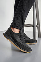 Мужские кроссовки кожаные весенне-осенние черные Yuves 249 (40)