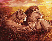 Картина по номерам Львиная семья Картины по номерам животные 40х50 Картины по номерам на холсте идейка KHO4377