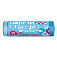 Пакети для сміття 60 л/10 шт, з затяжками 60х66 см, сині Добра Господарочка