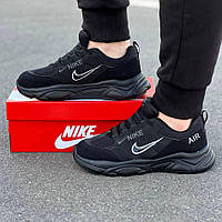 Легкие мужские кроссовки черного цвета весна лето, фирменная спортивная повседневная обувь