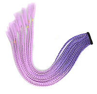 Кіски Зізі 12 штук на резинці колір фіолетовий з бузковим  В-47,Африканські двокольорові омбре 60 см 55 грам