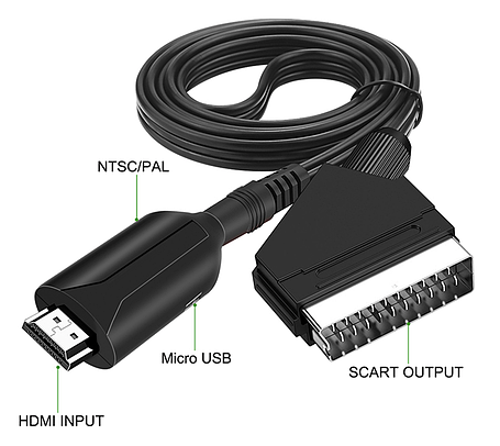 Конвертер HDMI в Scart 1080P, 1м. Адаптер, перехідник, фото 2