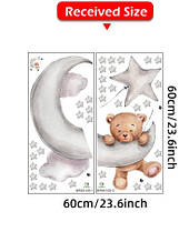 Вінілові наклейки BRUP Ведмедик висить на місяці з кулькою (лист 60 х 60 см) Б394-35, фото 2