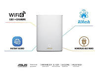 Система WiFi-Mesh ASUS ZenWiFi Hybrid XP4 AX1800, 2xGE LAN, 1xGE WAN, 1xUSB 3.2, 1мод, Powerline AV1300