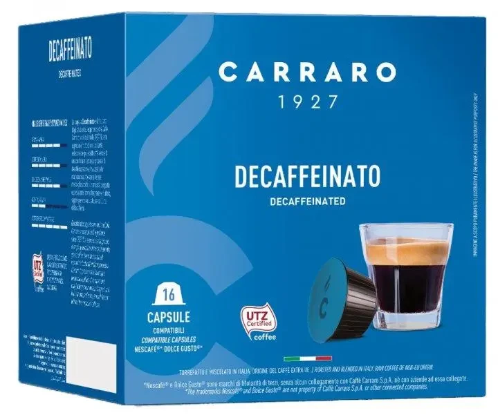 Кава в капсулах Carraro Dolce Gusto Decaffeinato 16 шт Дольче густо без кофеїну