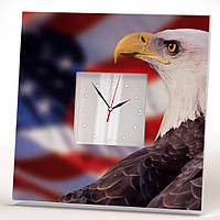 Настенные часы с декором "Американский флаг и орел. США" креативное украшение интерьера дома, офиса, подарок