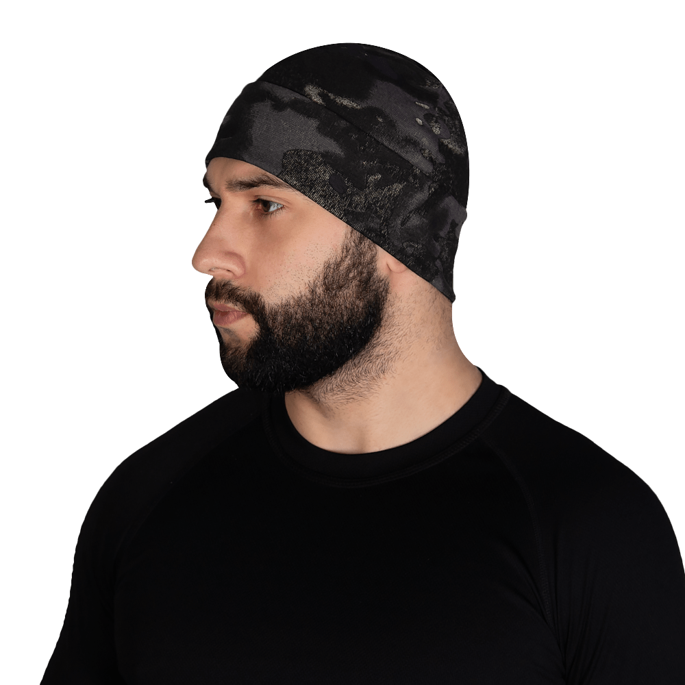 Демісезонна шапка з натуральної тканини Watch Cap MTP Black з відворотом