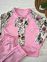 Костюм (свитшот и штаны) детский для девочки (двунитка) с ярким принтом Флоринда