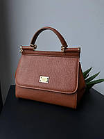 Женская сумка Дольче Габбана коричневая Dolce & Gabbana Brown Sicily 25