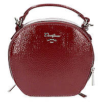Женская круглая сумка-клатч David Jones лаковая красная мини сумочка кросс-боди эко-кожа цвет бургунди