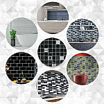 Самоклеюча поліуретанова плитка чорно-біла мозаїка 305х305х1мм (D) SW-00001149, фото 7