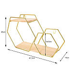 Полка настінна подвійний шестикутник 42см*24см*10см (D) SW-00001636, фото 2