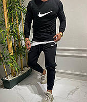 Мужской комфортный спортивный Костюм Nike с кофтой и штанами из хлопка с логотипом Найк