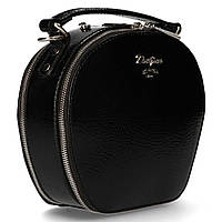 Жіноча чорна лакова сумочка-клатч David Jones кругла стильна сумка крос-боді через плече модна сумочка для дівчини