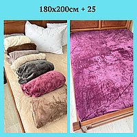 Велюровый наматрасник на резинке для двуспальной кровати Простыня на резинке из велюра однотонная Фиолетовый