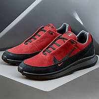 Мужские нубуковые кроссовки (нубук) мужская обувь весна осень, кроссы красные, размер 40 41 42 43 44 45