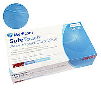 Рукавички нітрилові Medicom SafeTouch Advanced Slim Blue - 50 пар, розмір L (без пудри) сині, 3.5 г