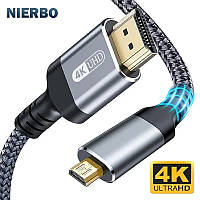 Кабель NIERBO HDMI - Micro HDMI 4K 60Hz / Кабель-переходник Micro HDMI - HDMI 1 метр
