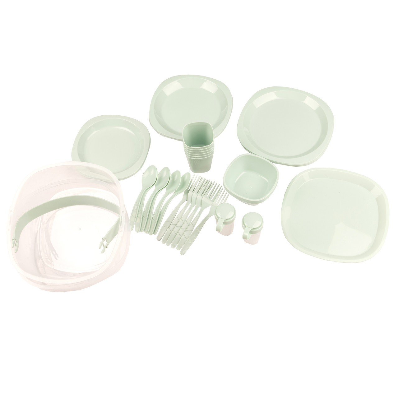 Набір пластикового посуду Supretto для пікніка 48 предметів, м'ятний, фото 1