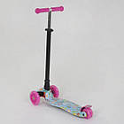 Самокат чотириколісний пластмасовий з підсвічуванням коліс Квіти А25533 MAXI Best Scooter Рожевий, фото 2