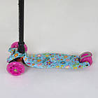 Самокат чотириколісний пластмасовий з підсвічуванням коліс Квіти А25533 MAXI Best Scooter Рожевий, фото 3