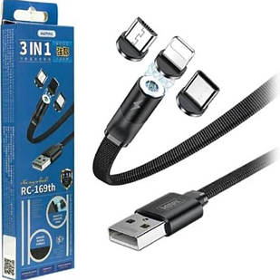 Магнітний кабель Remax 3 в 1 USB - microUSB / Lightning / Type-C