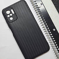 Чехол для Xiaomi Redmi Note 10 накладка тонкий карбоновый чехол на сиоми редми нот 10 черный