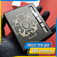 Газова запальничка з відділом Герб ВМФ запальничка з боксом на дві форсунки вогню (33616-1)