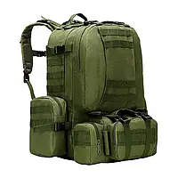 Рюкзак-сумка AOKALI Outdoor B08 Green спортивный военный водостойкий зелёний + 3 сумочки