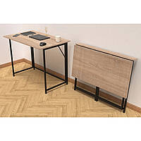 Стол кухонный раскладной Морис, стол-трансформер, стол Лофт, стол с металлом, стол на ножках (100х75х60) Дуб сонома