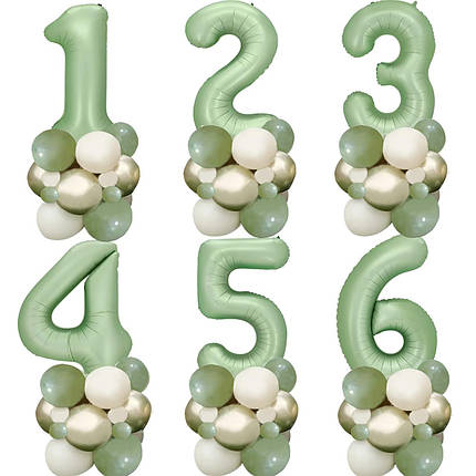 Цифра 9 на підставці із кульок | Оливковий, фото 2