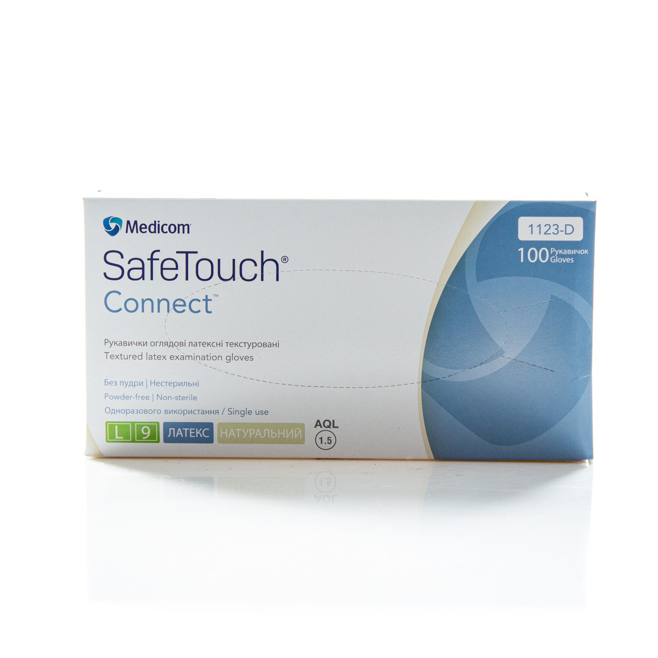 Рукавички латексні оглядові, полегшені, неопудрені, Білі (100шт/уп) Medicom L, фото 1