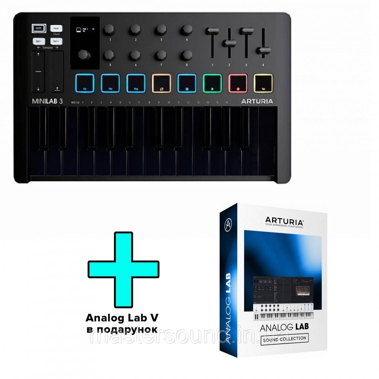 Midi контроллер Arturia MiniLab 3 Deep Black + Arturia Analog Lab V - фото 2 - id-p2147992378