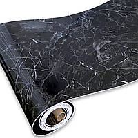 Самоклеящаяся виниловая плитка в рулоне черный мрамор 3000х600х2мм SW-00001289 Form