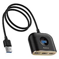 HUB адаптер Baseus Square Round 4in1 USB 3.0 to 1USB 3.0+3 USB 2.0+1micro USB CAHUB-AY01 (Черный)