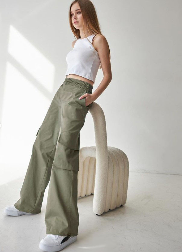 Штани карго на затяжках внизу для дівчинки підлітка, фото 1