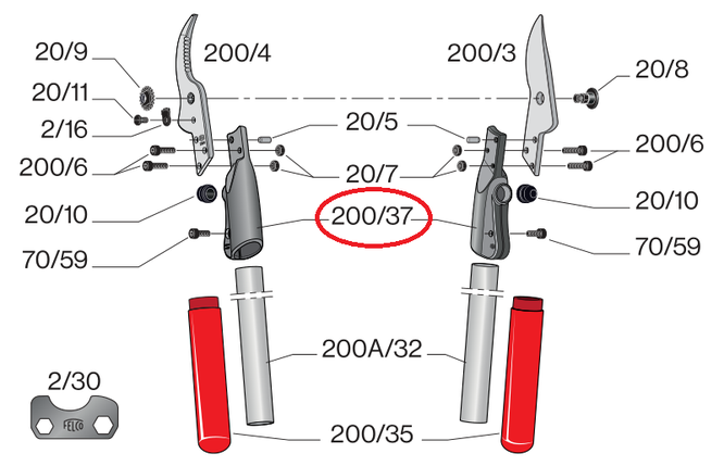 Змінна деталь Felco 200/37 (тримач леза сучкорізу Фелко 200А), фото 2
