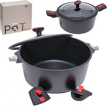 Каструля D32см L14,5см зі знімними ручками, антипригарне покриття, індукція YF749-32 чорна MZOPT