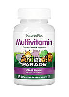 Мультивитамины NaturesPlus, Source of Life, Animal Parade для детей, виноград 90 таблеток в форме животных