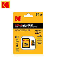 Карта памяти KODAK microSDXC 64GB UHS-I U3 V30 A1 Class 10 / TF Micro SD Card 64 GB с адаптером