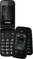 Телефон кнопочный раскладушка бабушкофон с озвучкой цифр Sigma Shell Type C черный