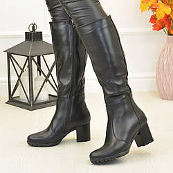 Чоботи жіночі на високому стійкому каблуці, з широкою халявою. Батал!