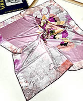 Легкий платок шарф из натурального шелка. Женский турецкий шелковый платок на весну Розовый