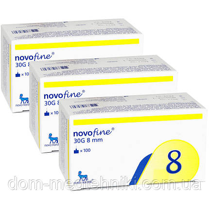 Голки інсулінові Novofine 8 мм (30G x 0,3 mm), 300 шт., фото 1