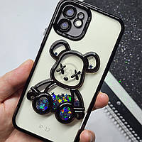 Чехол медведь bearbrick case для iphone 12 (Черный) / чехол беарбрик, shining bear на айфон 12