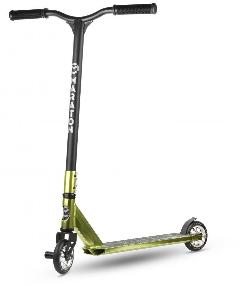 Трюковий самокат Maraton Trigger HIC 120 см швидкісний золотий зелений, фото 1